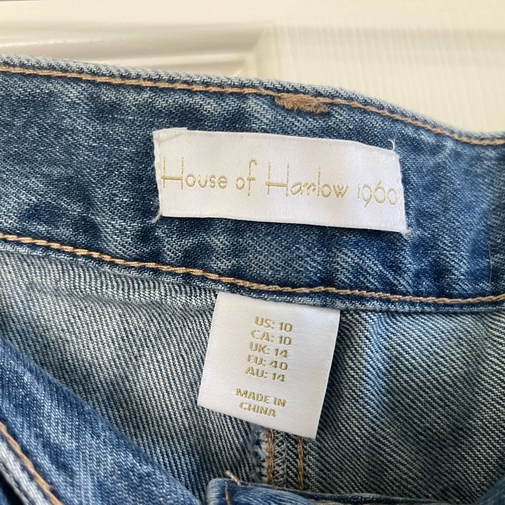 Women’s House of Harlow 1960 Midi Belted Denim Skirt Size 10